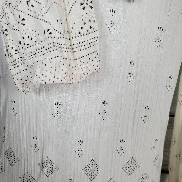 Lucky Brand White Boho Peasant Blouse Women’s Small Tassel Tie Long Sleeve - Picture 2 of 7